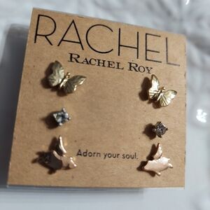 Rachel Roy Textured Gold Tone Earring Trio (Set of 3) Studs